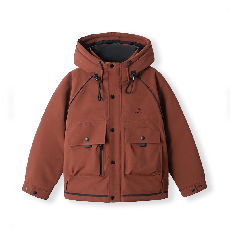 

Пуховик Unisex Hooded Moderate Cargo VanCamel, burgundy