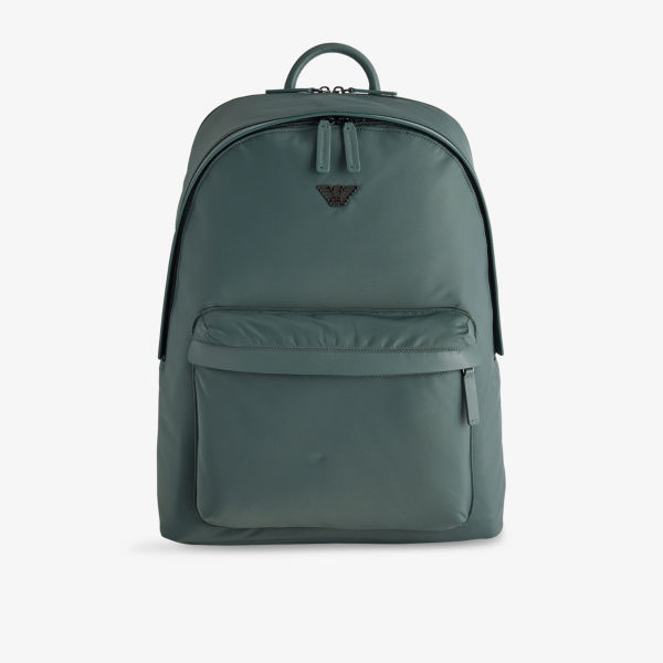 

Нейлоновый рюкзак с декором в виде бревен Emporio Armani, зеленый