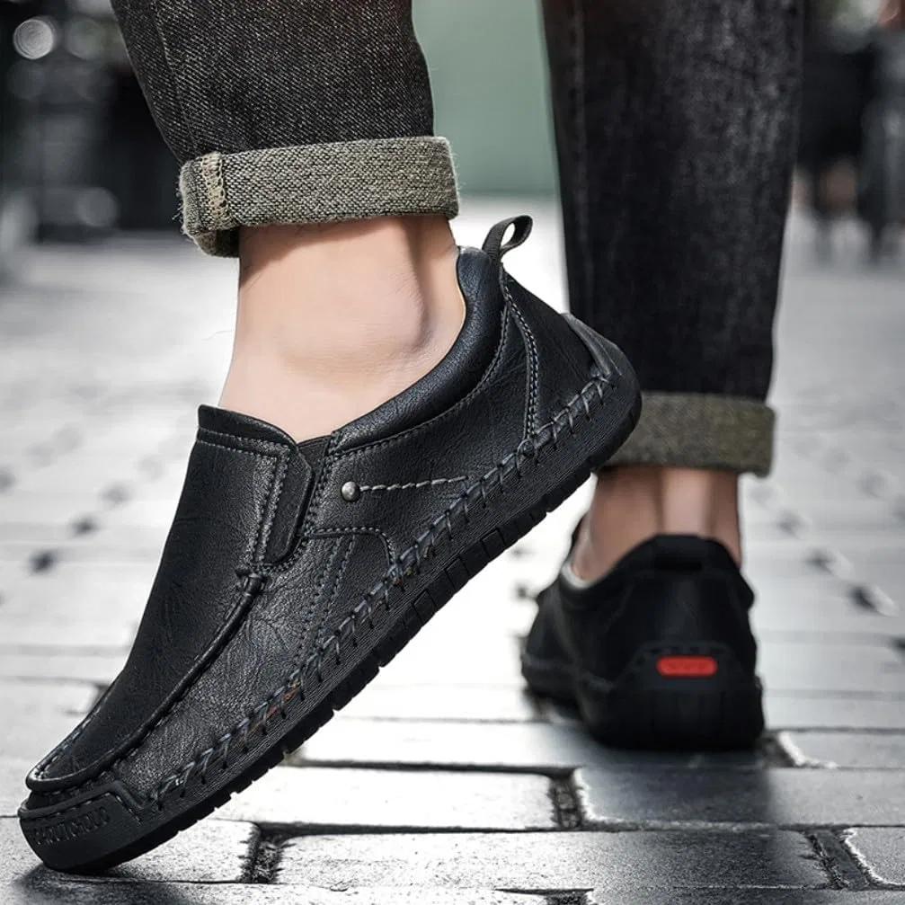 Мужские лоферы кожаные повседневные Loafers, черный Adornosbt — фото 3