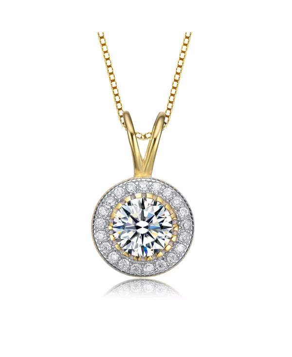 

Ожерелье с подвеской-гвоздиком из стерлингового серебра с круглыми кубическими цирконами Genevive, gold