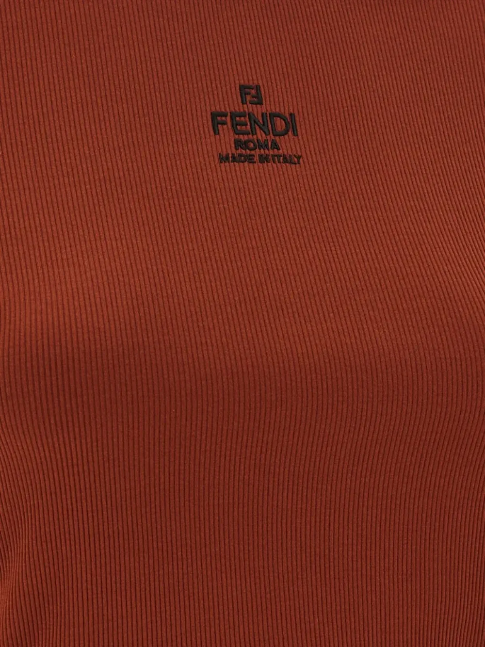 Футболка с вышитым логотипом Fendi, коричневый — фото 4