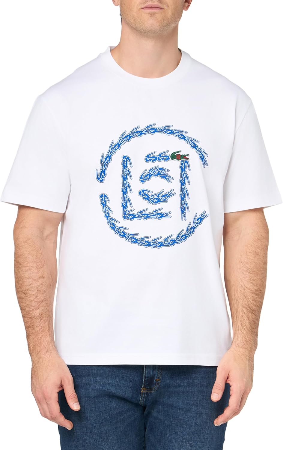 

Мужская футболка Lacoste Classic Fit с круглым вырезом и коротким рукавом с графическим принтом, White, Белый, Мужская футболка Lacoste Classic Fit с круглым вырезом и коротким рукавом с графическим принтом, White