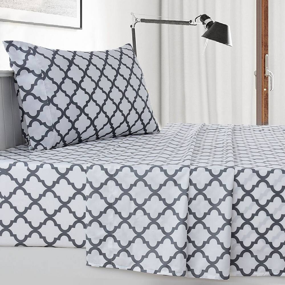 

Коллекция Lux Decor, набор из 4 листов, роскошные мягкие простыни из микрофибры с принтом «четырехлистник», глубокие карманы Lux Decor Collection, белый