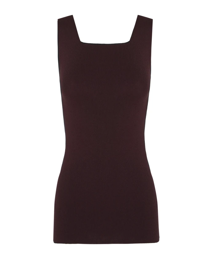 

Сливовый топ без рукавов из шелка и хлопка Cortana, коричневый