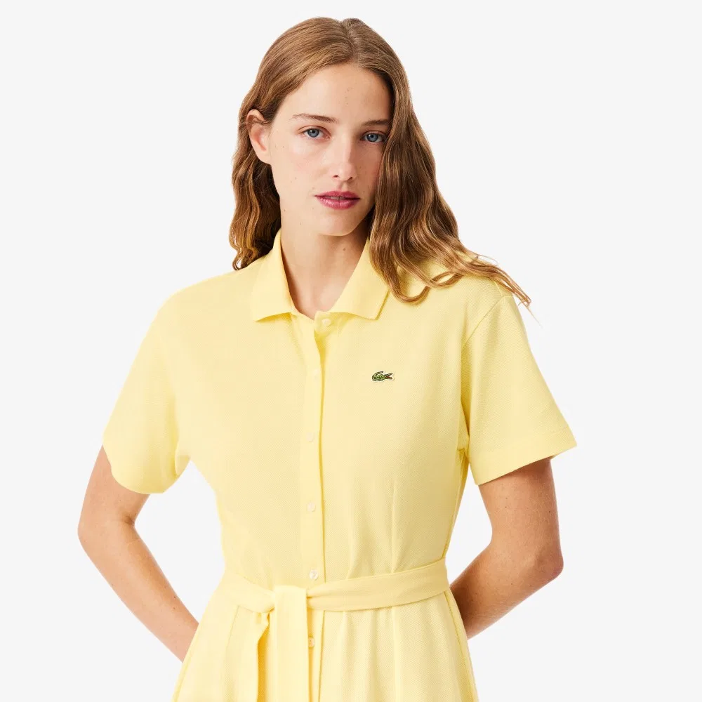 Платье-поло Lacoste Fit & Flare, светло-жёлтое — фото 2
