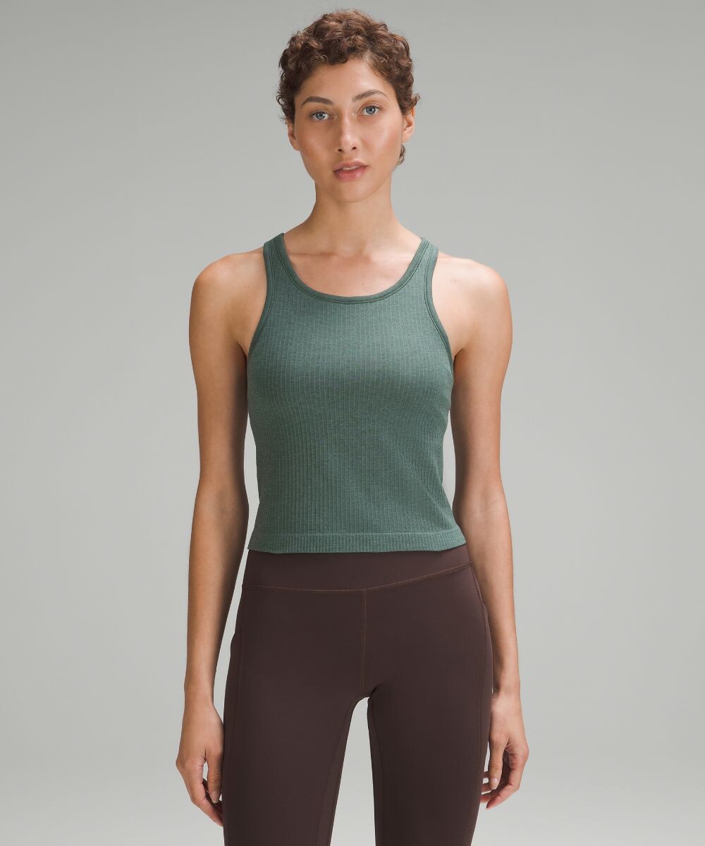 

Укороченная майка Ebb to Street со спиной-борцовкой Lululemon, зеленый