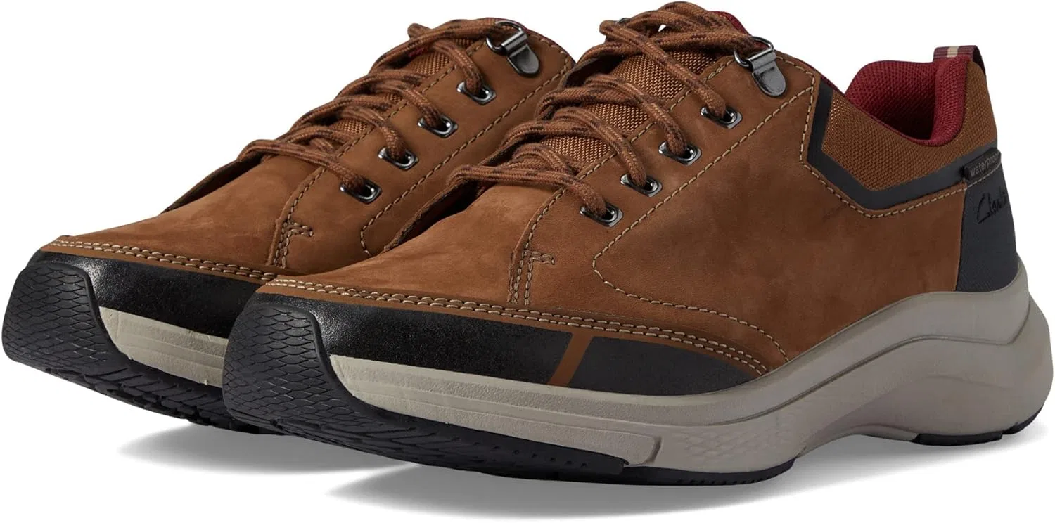 Мужские кроссовки Clarks Wave 2.0 Vibe, Light Brown Oiled Nubuck Leather Waterproof