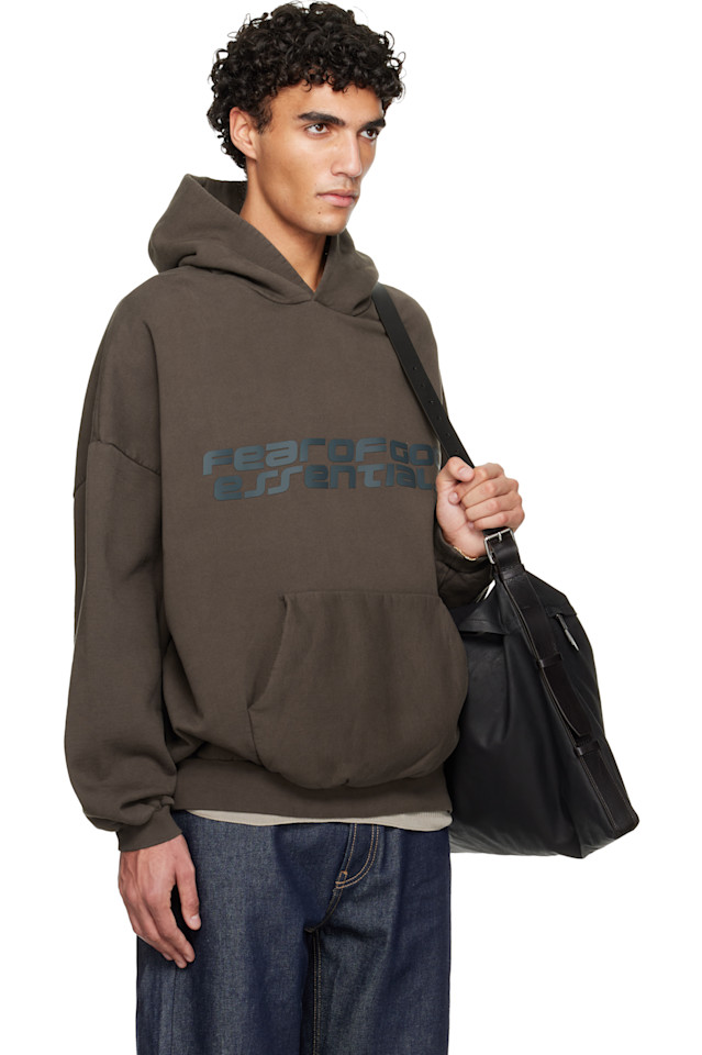 Толстовка из плотного флиса в стиле 90-х для праздников Fear Of God Essentials, коричневый — фото 2