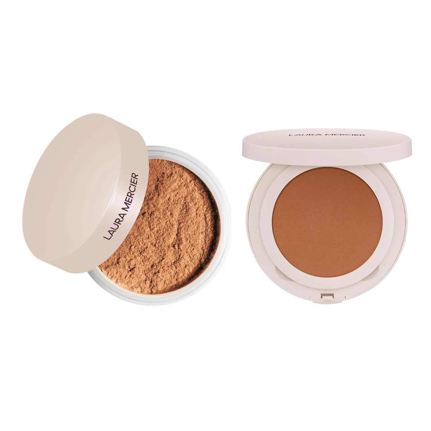 Набор из рассыпчатой ​​фиксирующей пудры Laura Mercier Translucent Talc-Free Ultra-Blur и водостойкой прессованной пудры Waterproof Pressed Powder Bundle, оттенок Medium Deep.
