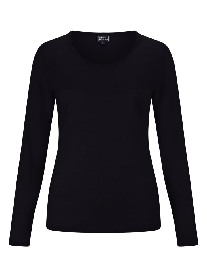 

Свитер с круглым вырезом черного цвета CASH-MERE.CH