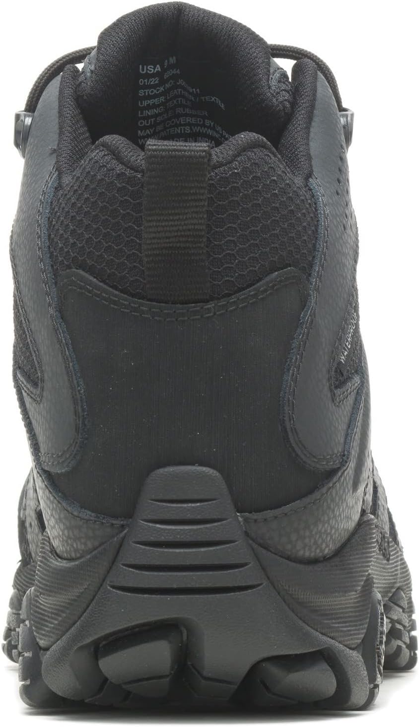 Мужские тактические ботинки Merrell Moab 3 Mid с водонепроницаемой мембраной, верх из лакированной кожи и сетки, для боевых действий, походов и работы, черный — фото 4