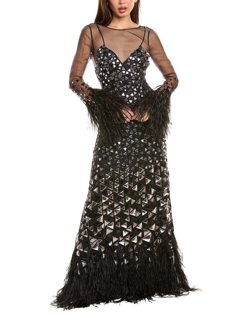 

Зеркальное платье Alberta Ferretti с декором, черный