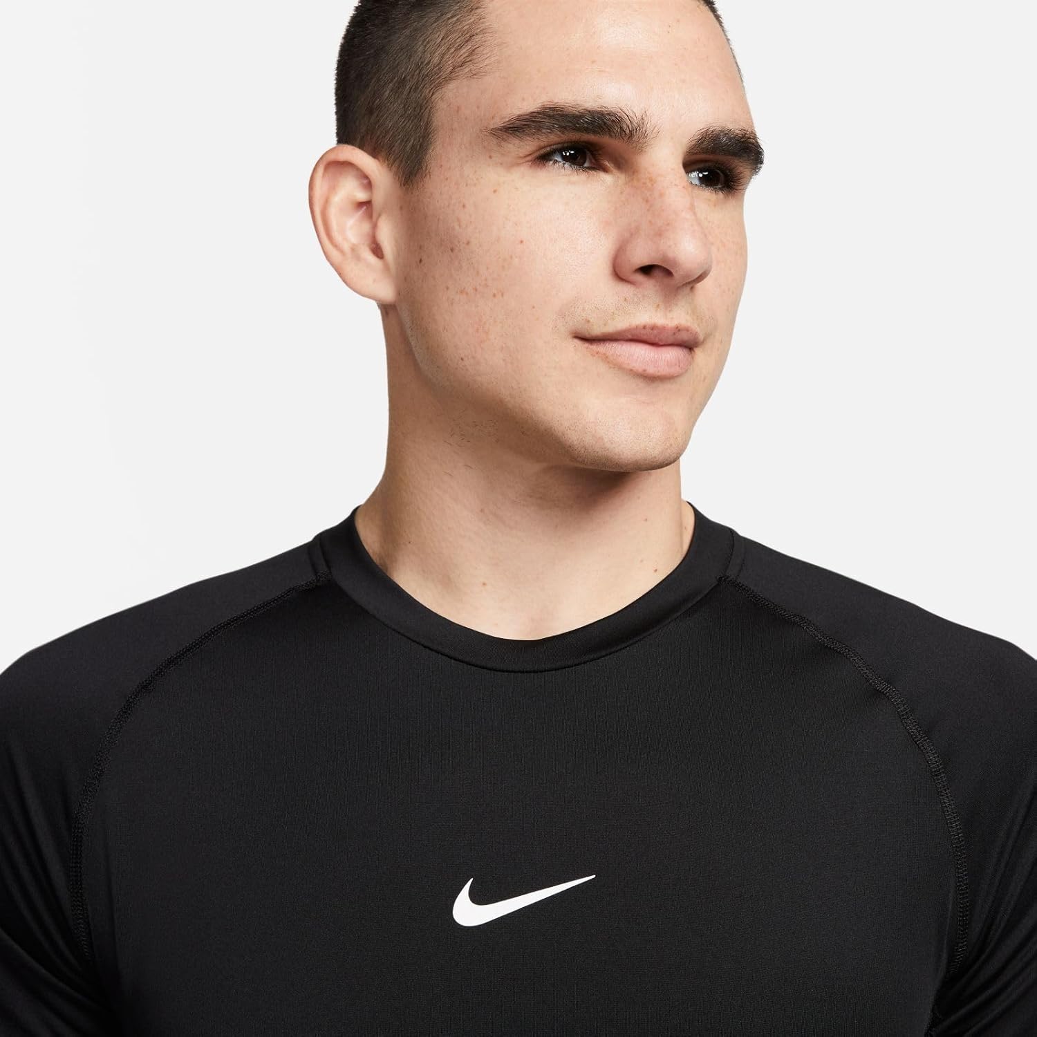 Мужская футболка Nike Pro Dri-fit Slim с коротким рукавом, Black/White — фото 4