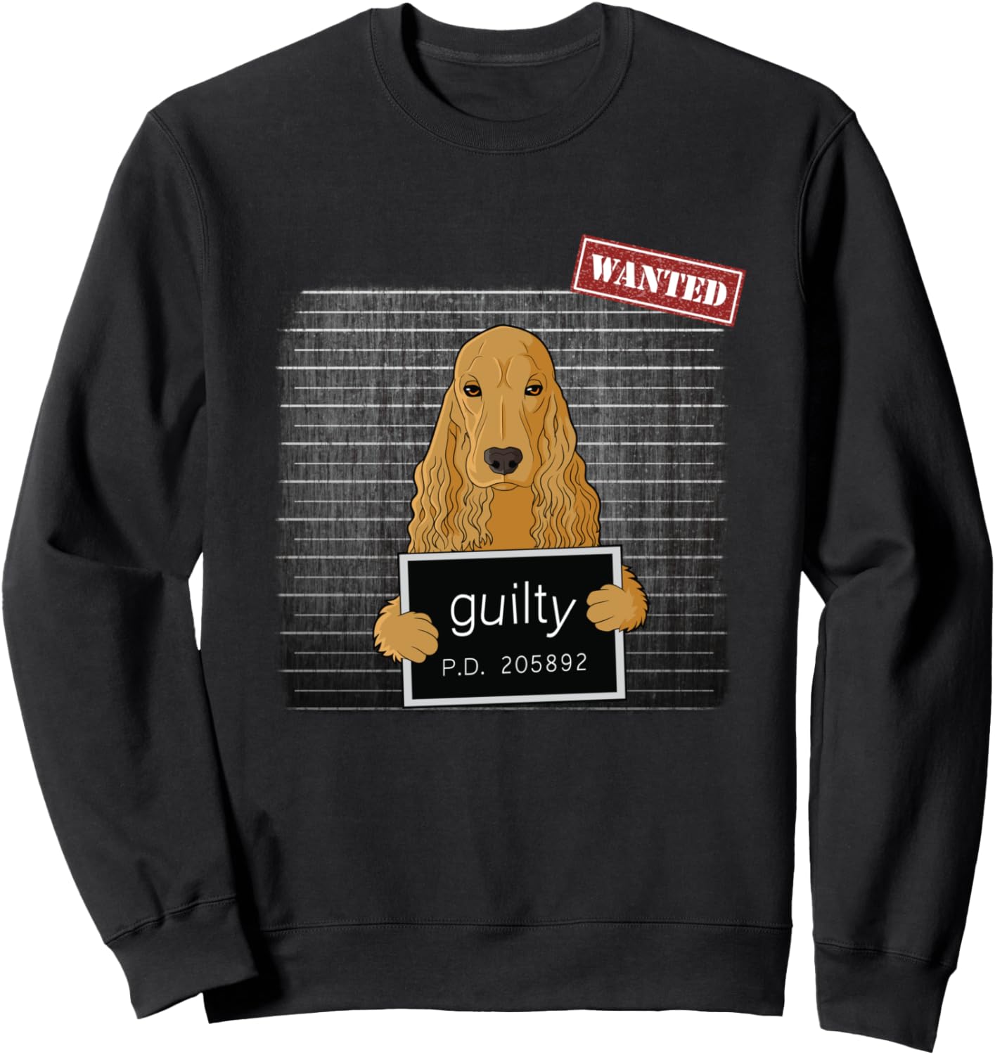 

Фотография кокер-спаниеля, толстовка с надписью «Виновная собака» Bad Dog Mug Shot Cocker Spaniel, черный