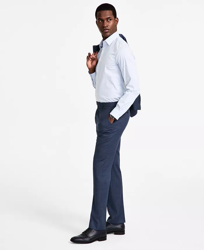 Мужские классические брюки Slim-Fit из шерстяной ткани с добавлением эластана Calvin Klein, синий — фото 2