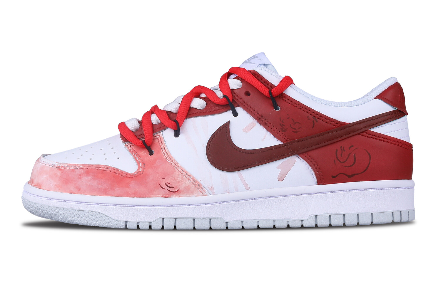 

Кроссовки Nike Dunk Skateboarding Shoes Women's Low-top White, красный