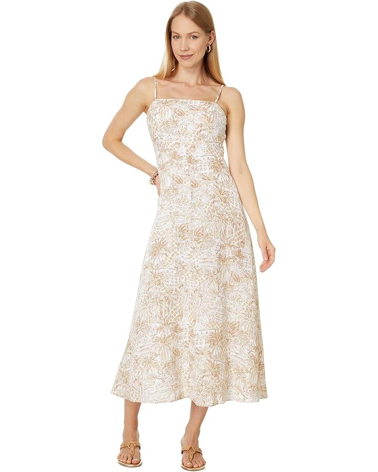 

Платье Lilly Pulitzer Jorgian Linen Midi Dress, цвет Sand Bar Palm Beach Paradise