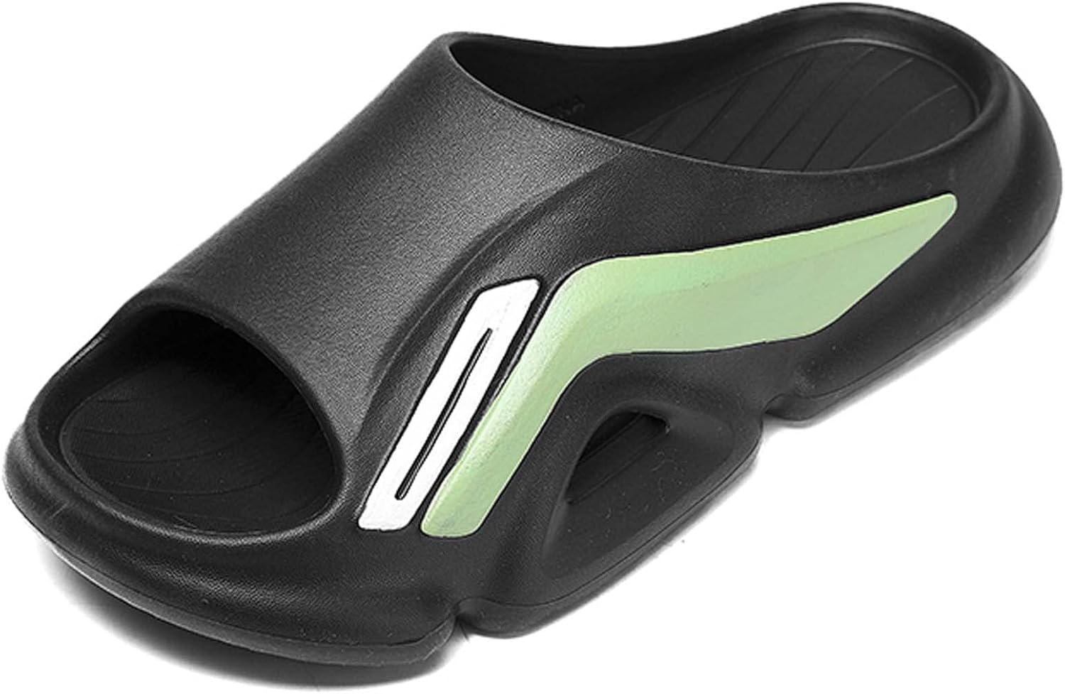 

Летние мужские дышащие противоскользящие шлепанцы с удобной толстой подошвой, однотонные, из ЭВА, пляжная обувь, модные, повседневные, износостойкие Generic, черный/зеленый