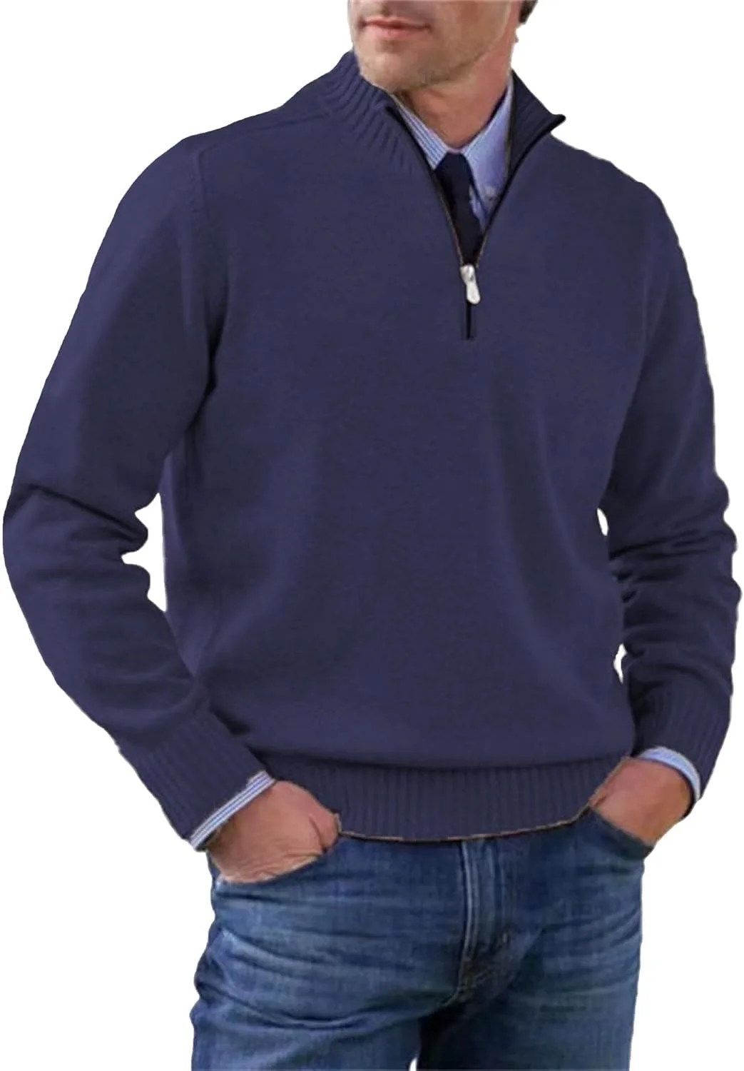 

Мужской свитер-поло Slim Fit легкий вязаный QOAAIE