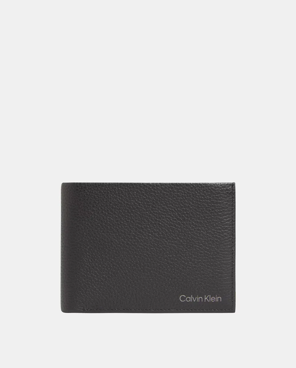 

Черный кожаный кошелек с кошельком для монет Calvin Klein, чёрный
