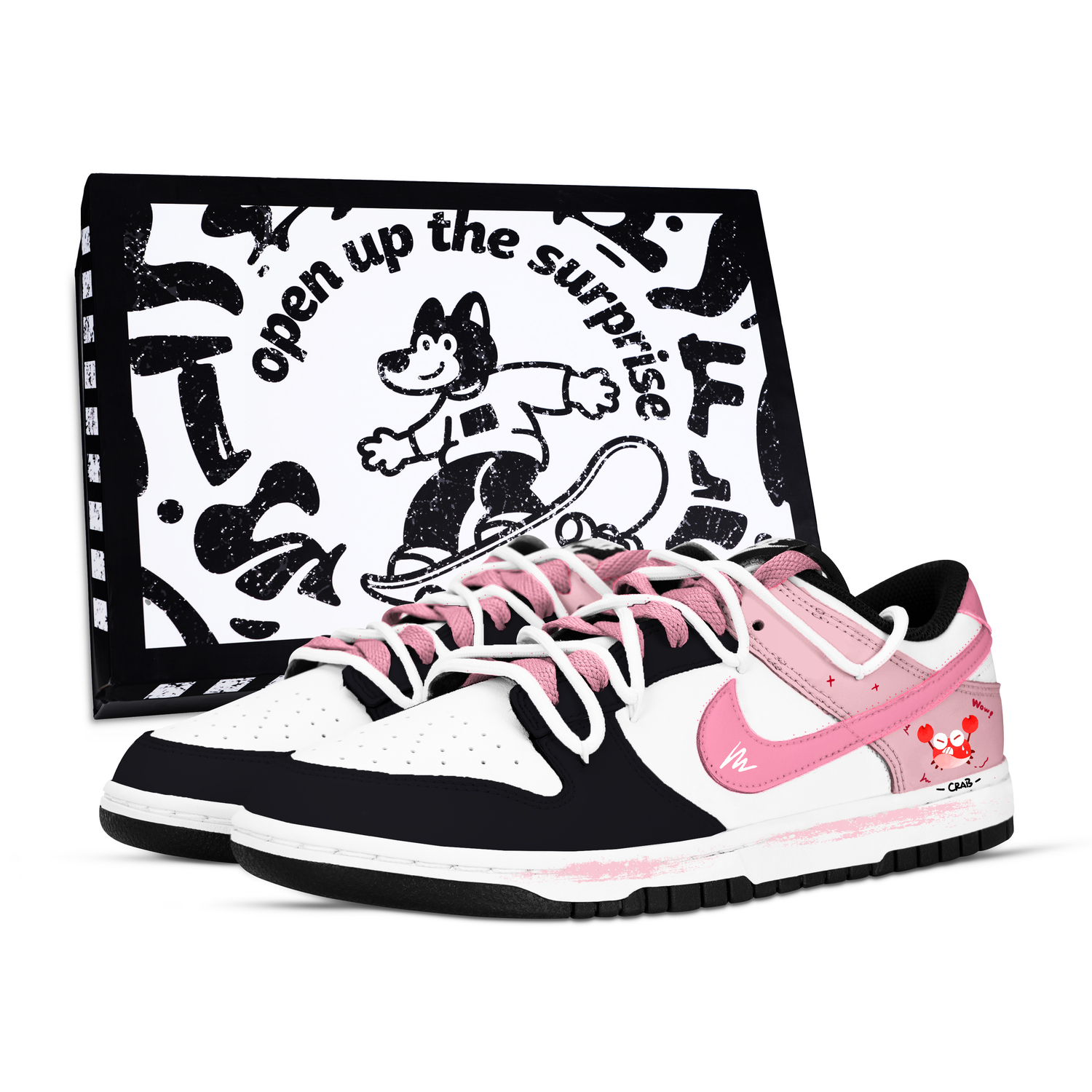 

Dunk Crab Claw Paint, Box устойчивые к истиранию низкие кроссовки для скейтбординга Unisex черный белый розовый Nike, розовый