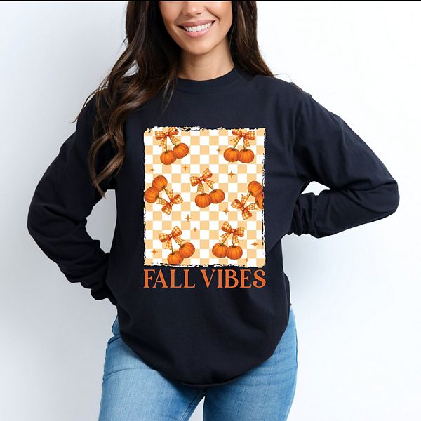 

Футболка с длинным рукавом Fall vibes checked pumpkins Simply Sage Market, Black, Черный, Футболка с длинным рукавом Fall vibes checked pumpkins Simply Sage Market, Black