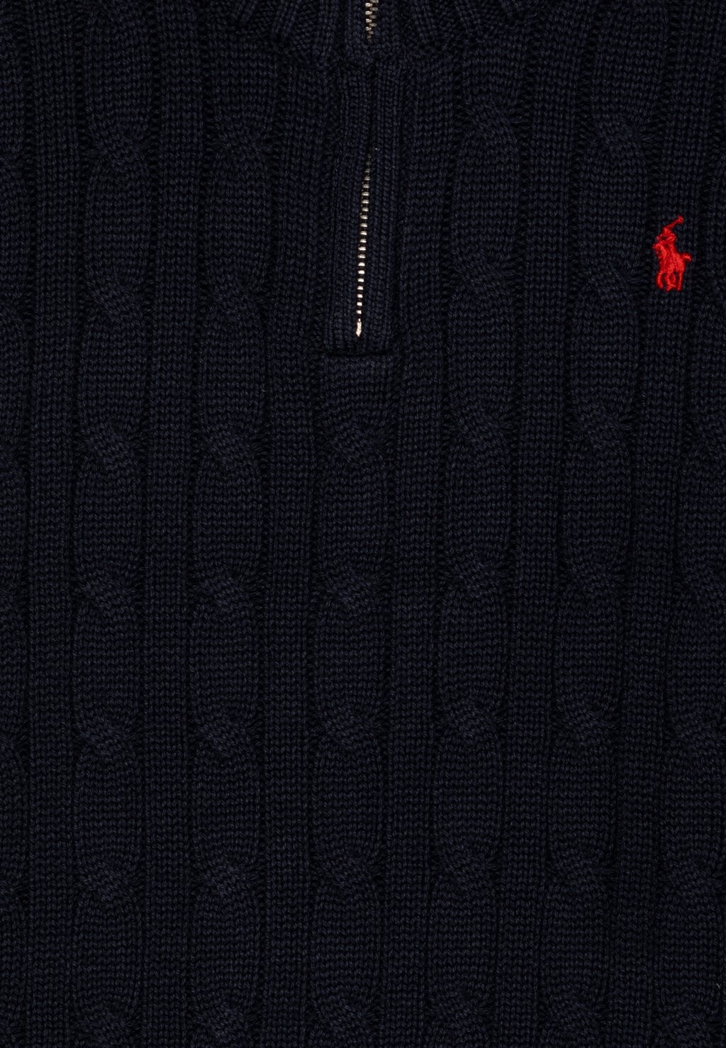 Вязаный свитер CABLE-KNIT COTTON QUARTER-ZIP JUMPER Ralph Lauren, темно-синий — фото 4