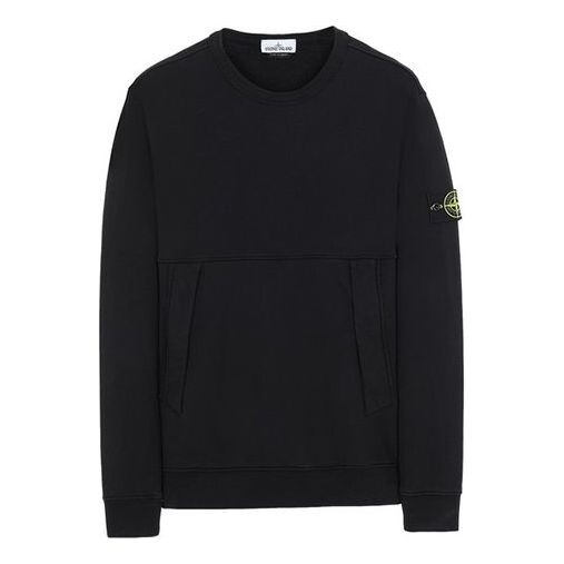 

Толстовка men's solid color round neck pullover black Stone Island, черный