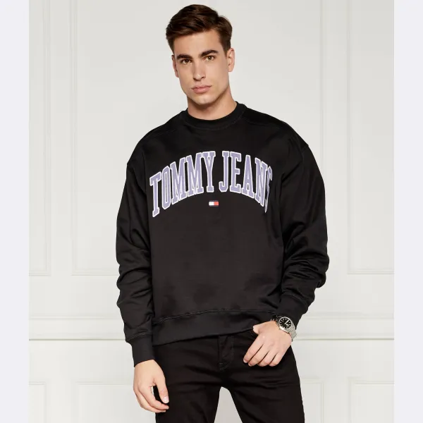 Толстовка свободного кроя свободного кроя свободного кроя с логотипом Varsity Crew Tommy Hilfiger, черный — фото 2