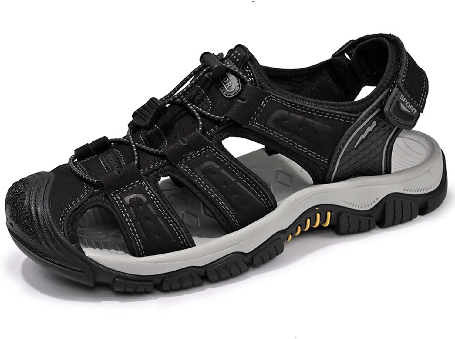 

Мужские кожаные сандалии для активного отдыха, спортивные сандалии-слипоны Vtiao, черный