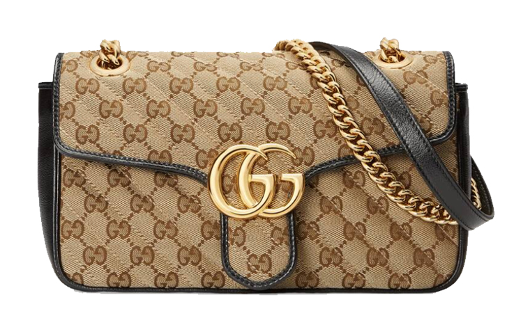 

Сумка через плечо из холста с кожаными деталями Trumpets Ebony & Black GUCCI