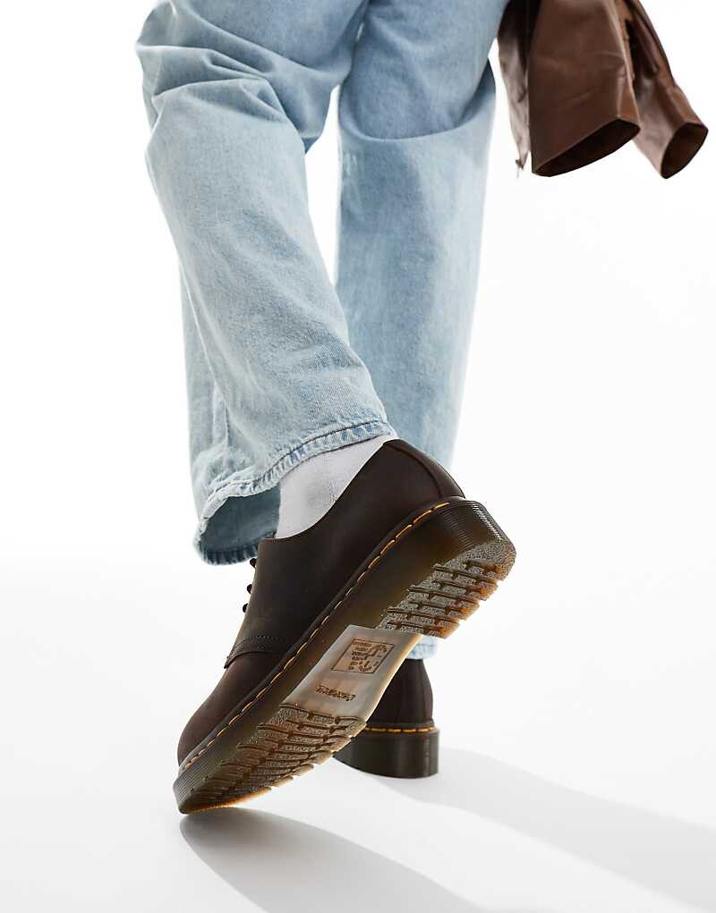 Dr Martens – 1461 – Темно-коричневые туфли на шнуровке с 3 рядами люверсов — фото 4