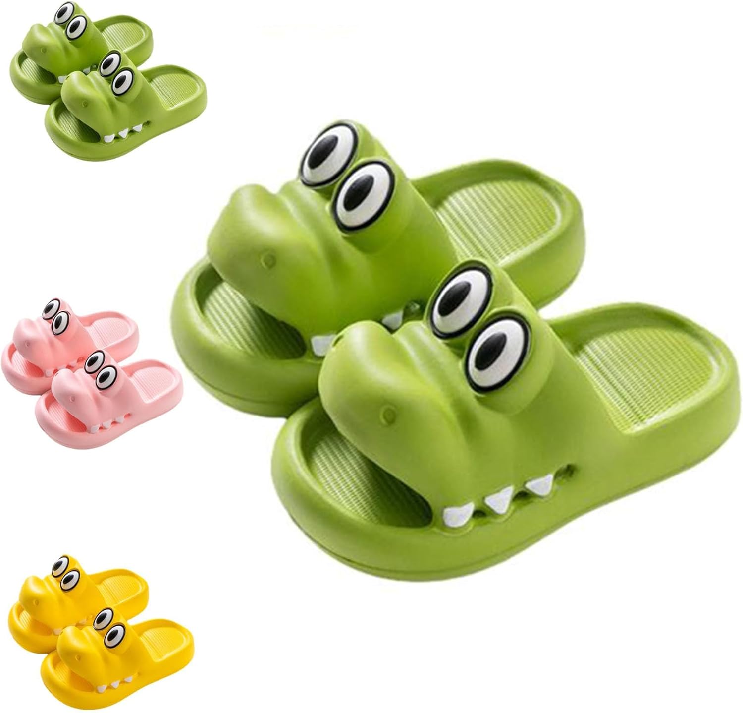 

Мужские и женские шлепанцы ZNEL с мультяшным крокодилом, сандалии из ЭВА, облачные тапочки с толстой подошвой, нескользящие, для спа, ванной, пляжа, бассейна и душа, летние (размер 6.5-7.5 (240 мм), желтые)