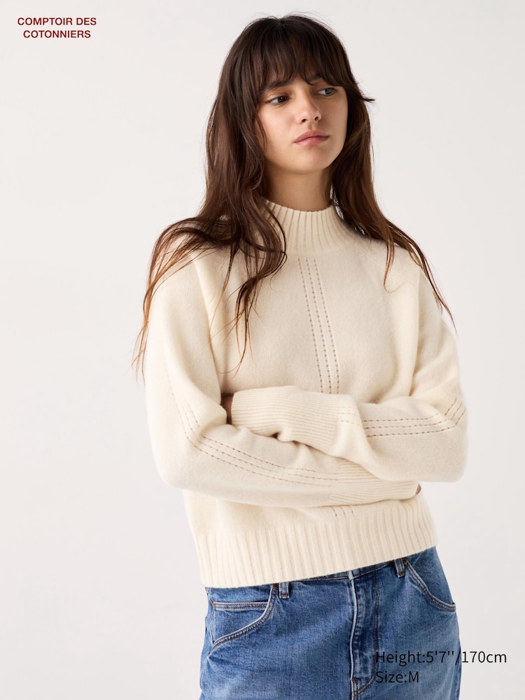 

Джемпер с воротником-стойкой из 100% кашемира Uniqlo, цвет 30 бежевый