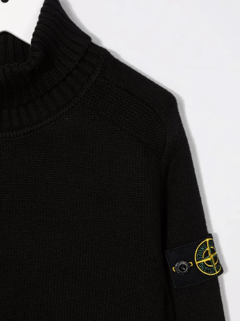 Джемпер с высоким воротником и логотипом Stone Island Junior, черный — фото 3