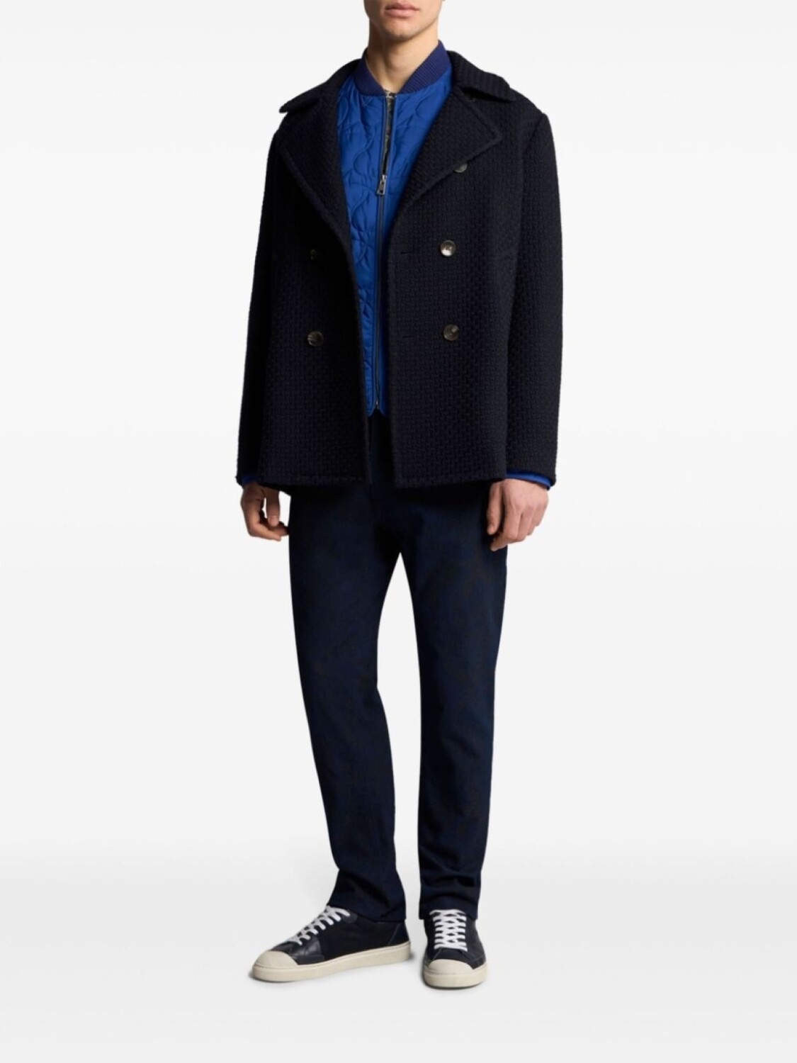 

ETRO двубортный шерстяной бушлат, синий