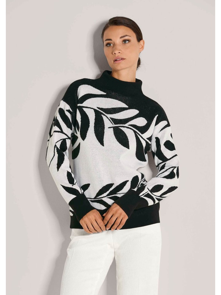 

MADELEINE Современный зимний свитер с цветочным узором, выполненный в черно-белой гамме