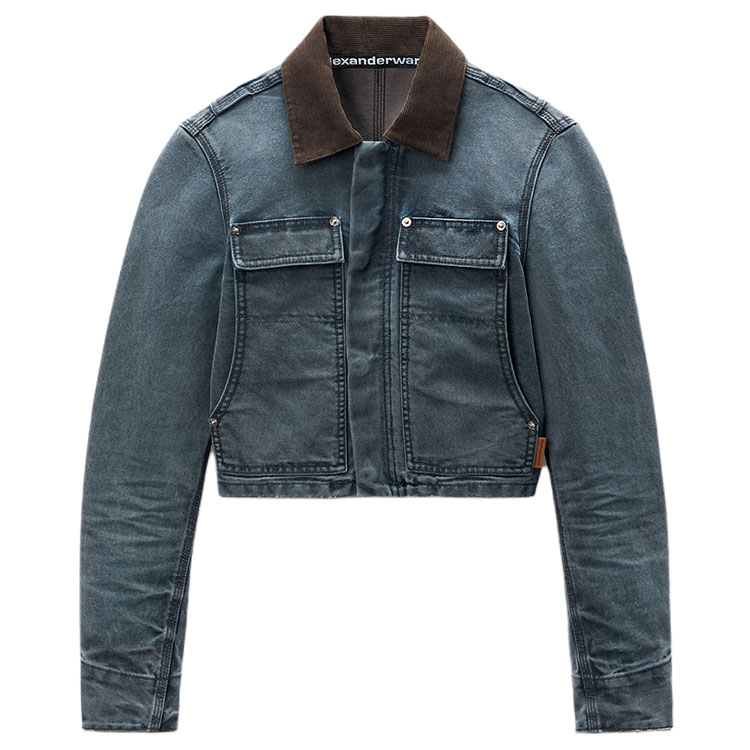 

Укороченная стеганая куртка Alexander Wang, серо-голубой