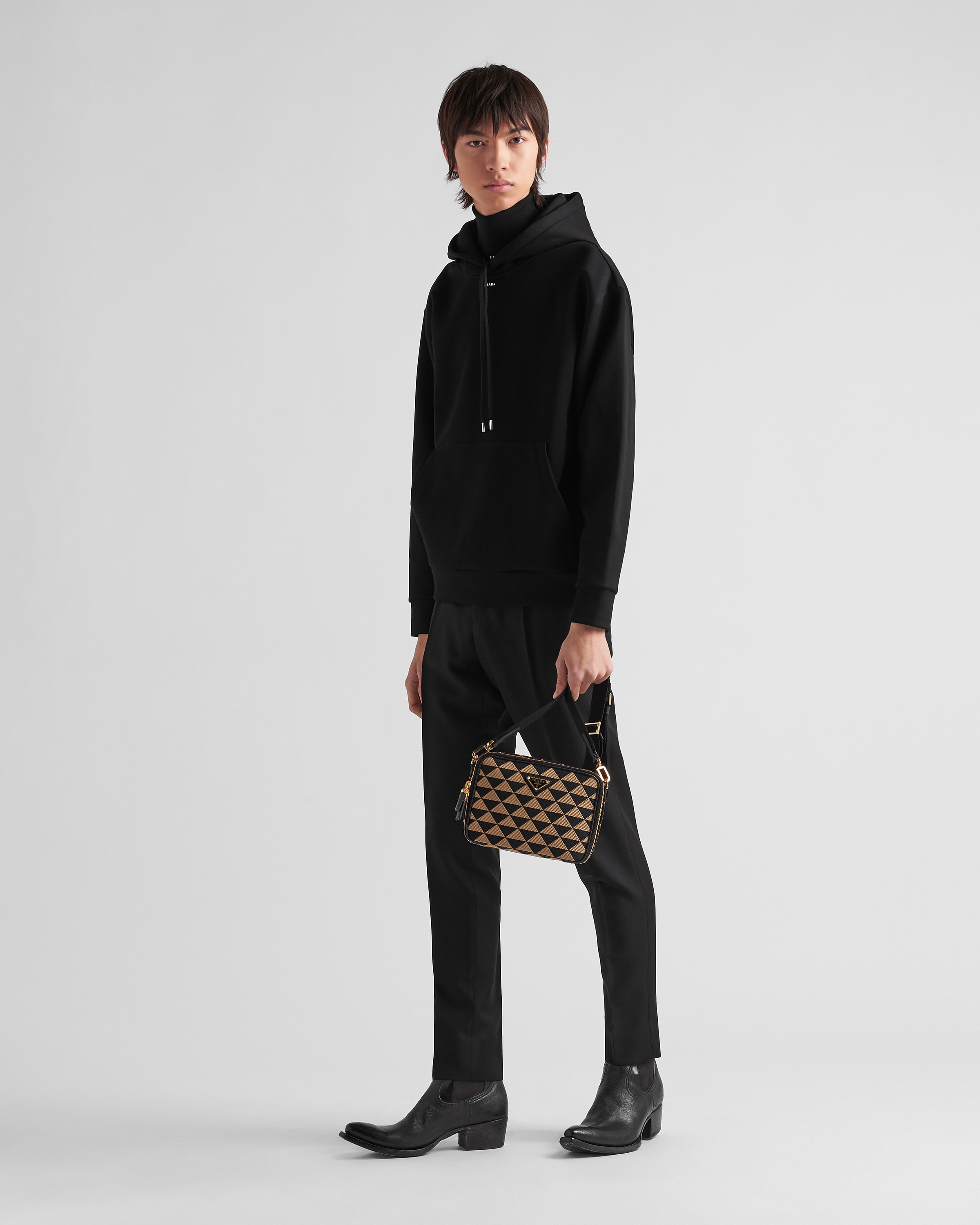 Толстовка из технического хлопка Prada, черный — фото 2