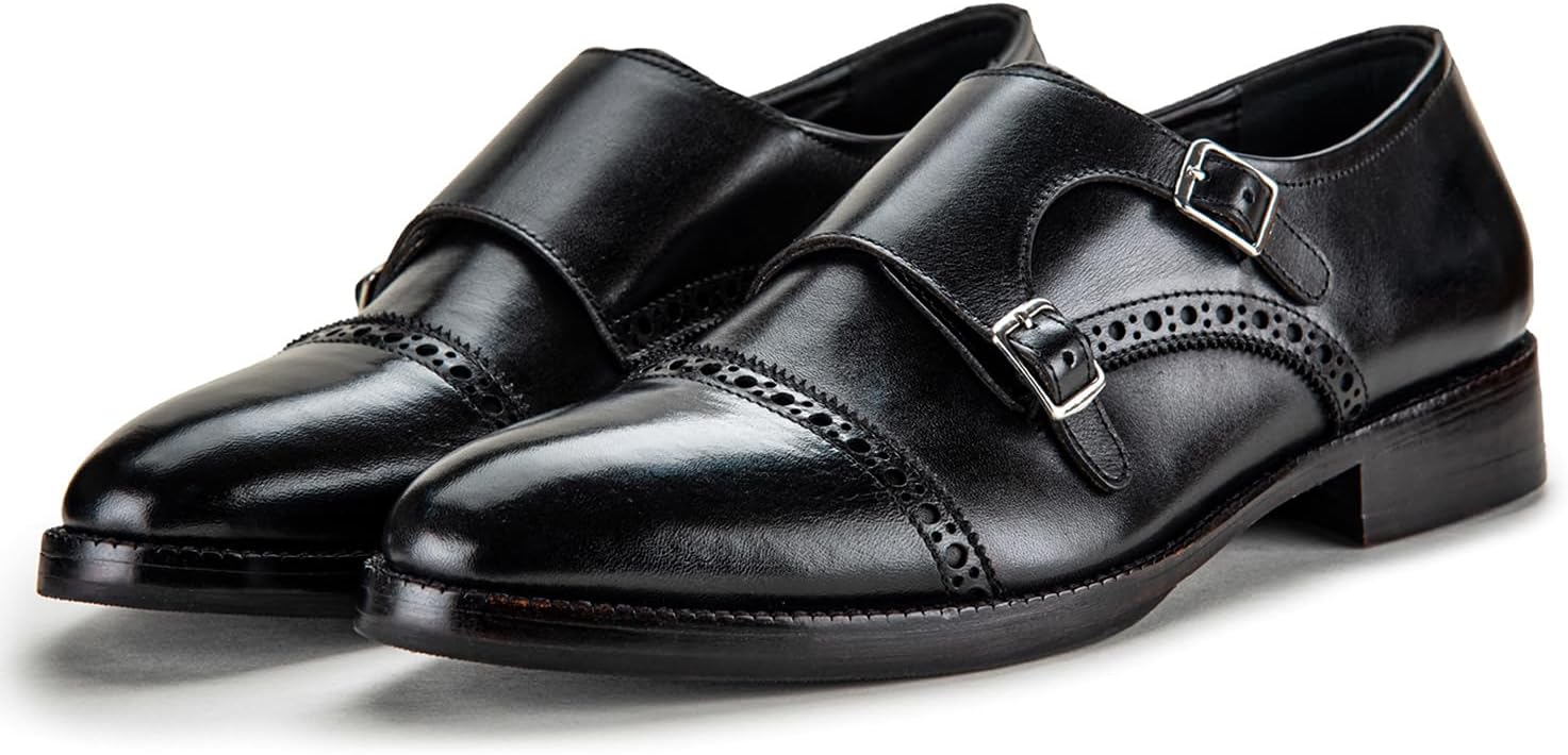 

Мужские туфли Lethato с закрытым носком и двойной пряжкой из натуральной кожи, современная классика, черный