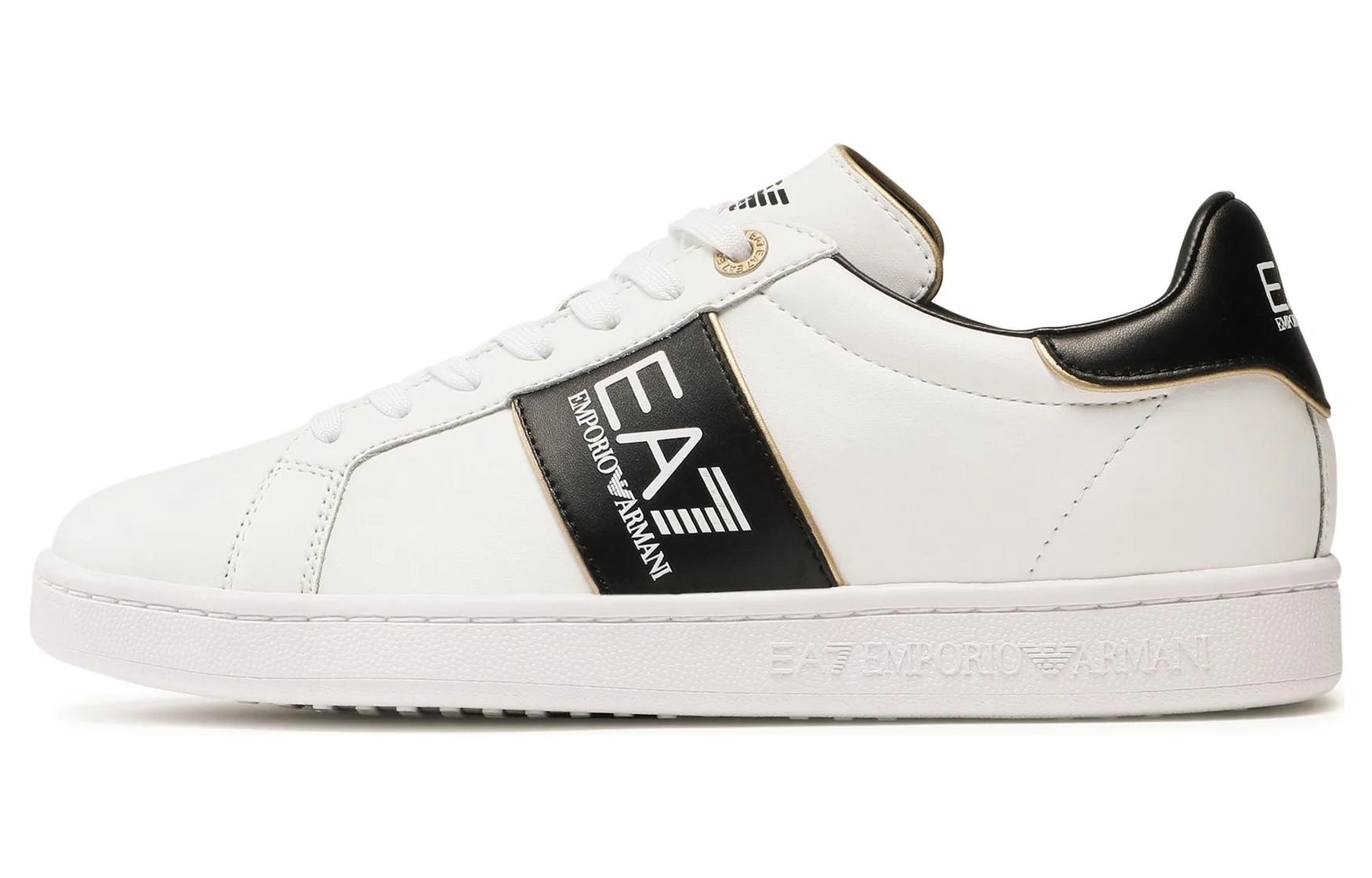 

EMPORIO ARMANI Кроссовки с принтом логотипа на шнуровке бело-черные, цвет White Black