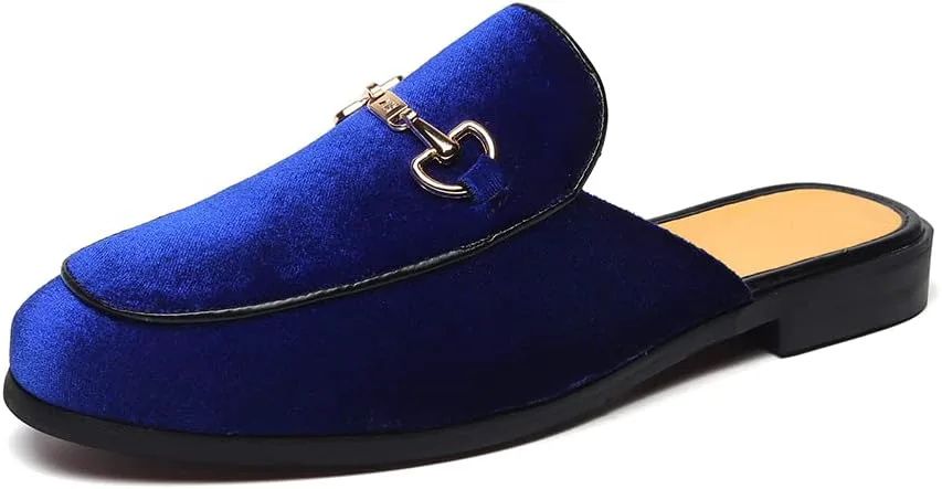 

Мужские туфли FLQL с бархатной отделкой, роскошной золотой пряжкой, слипоны, пенни-лоаферы, повседневные тапочки для курения, обувь для дома и улицы, черные, размеры 7-13, синий