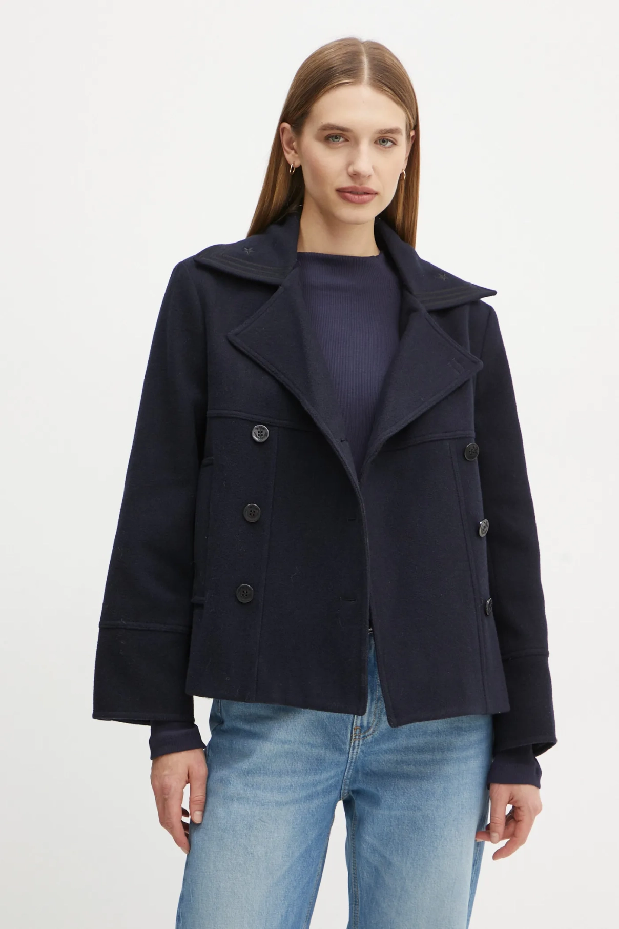 

Шерстяное плащ The Kooples, темно-синий