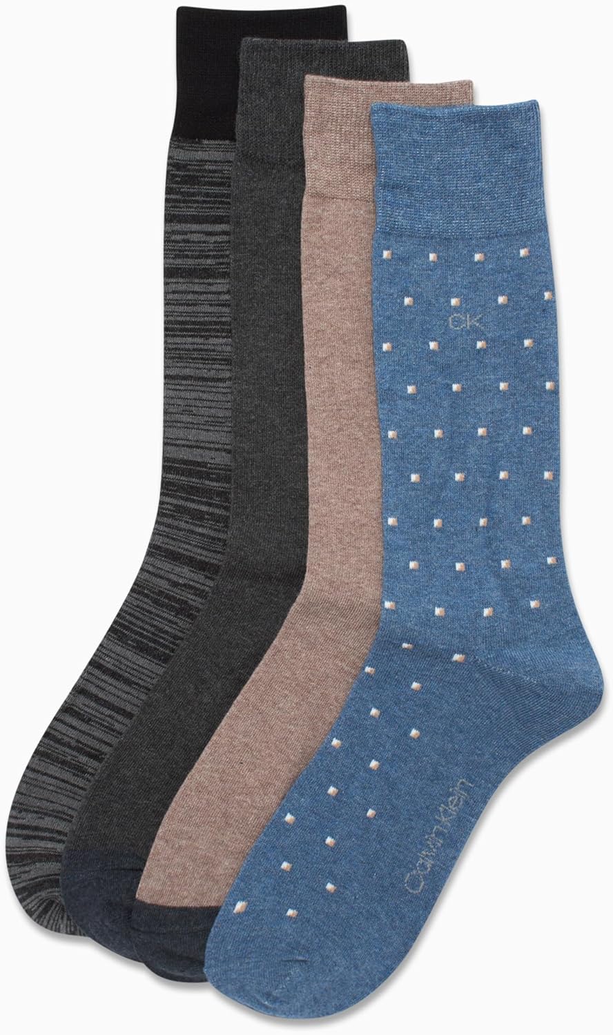 Мужские носки Calvin Klein Crew Socks - 4 пары, легкие, влагоотводящие, мягкие, спортивные носки для мужчин, для занятий спортом и бега, Blue/Tan Multi — фото 4