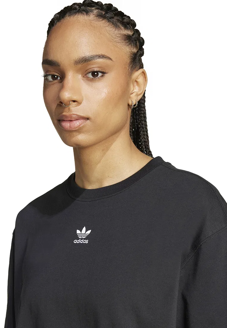 Футболка укороченная, Essentials Adidas, черный — фото 3