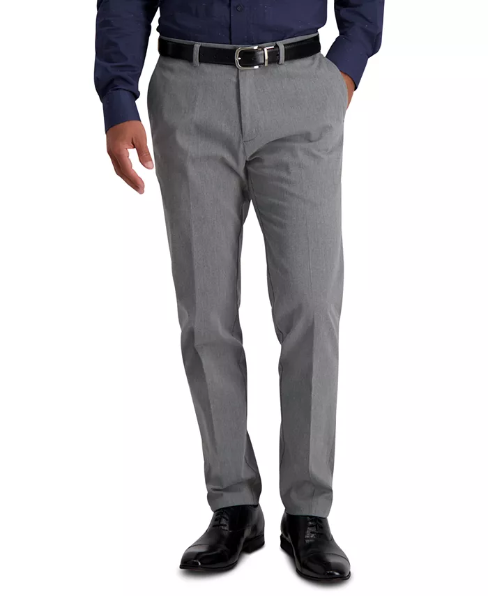 

Мужские брюки Premium Khaki Slim-Fit с плоской передней частью, не требующие глажки Haggar, серый