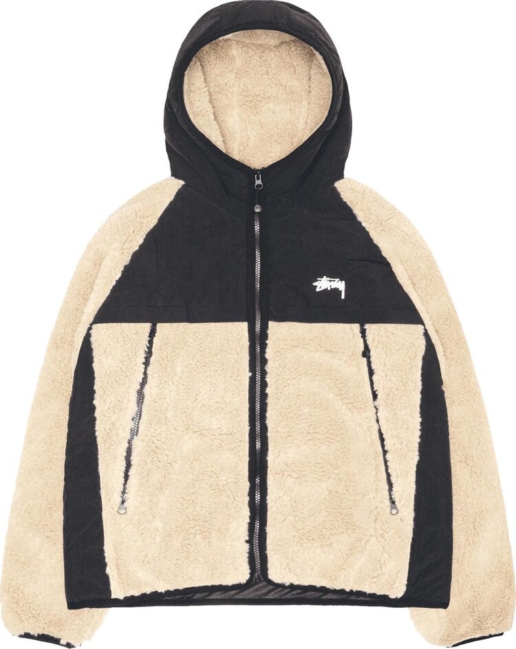 

Куртка Stussy Sherpa Paneled Hooded 'Beige', загар