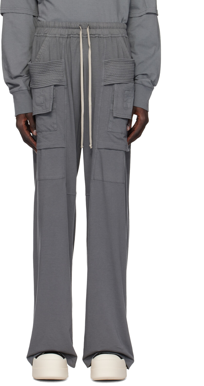 

Широкие брюки-карго с завязками на шнурке серого цвета Porterville Creatch Rick Owens DRKSHDW, Stone