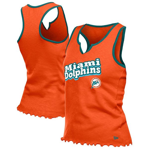 

Женский оранжевый топ Miami Dolphins с ажурным краем и V-образным вырезом New Era
