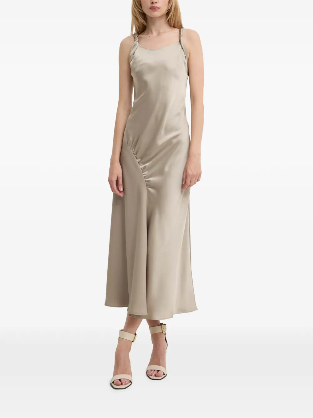 

Платье с вырезами и сборками Moschino Jeans, бежевый